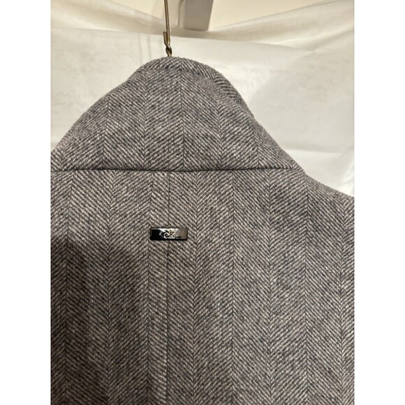 Calvin Klein Wool Blend Gray Tweed Stand Collar Walker Coat Women’s Sz 18 Zips - Picture 13 of 15